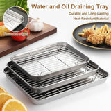 1Pc Stainless Steel Baking Tray With Removable Cooling Rack Set Non-stickBBQ Pan Tray Plate Oven Rack Cooking Roasting Dish..