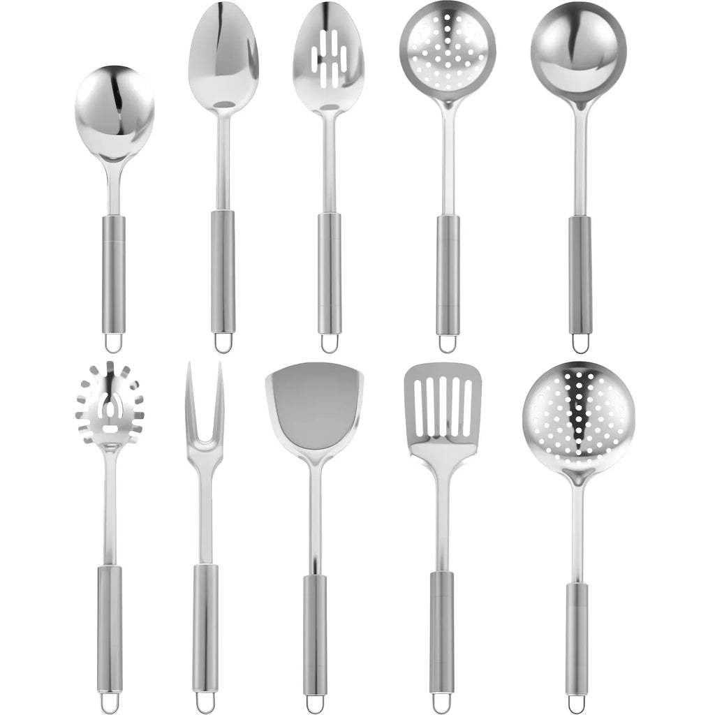 10/12Pcs Stainless Steel Cookware Set Kitchen Cooking Tools Baking Tools Tableware Shovel Spoon Kitchen Utensil Set Accessories