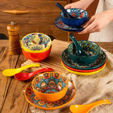 Ceramic Tableware Set Three-Piece Household Rice Bowl Plate Spoon Set Restaurant Hot Pot Barbecue Shop Commercial Kitchen Essentials