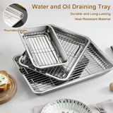 1Pc Stainless Steel Baking Tray With Removable Cooling Rack Set Non-stickBBQ Pan Tray Plate Oven Rack Cooking Roasting Dish..
