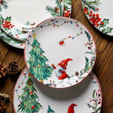 American Ceramic Dinner Plate Creative Christmas Decoration Plate Healthy Underglaze Color Round Flat Dishes Home Dessert Plate