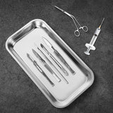 6 Surgical Tray, Stainless Steel Cosmetic Storage Tray, Thickening Tray for Baking, Dental, Lab Instrument Supplies, Tattoo Tool