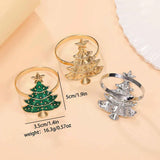 6Pcs Christmas Home Kitchen Dinner Table Decoration Christmas Napkin Rings Xmas Tree Ornaments New Year Party Supplies