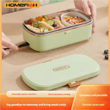 HOMEFISH Stainless Steel Electric Lunch Box Food Warmer Bento Box Water-Free Heating Office Lunch Container with Built-In Heater