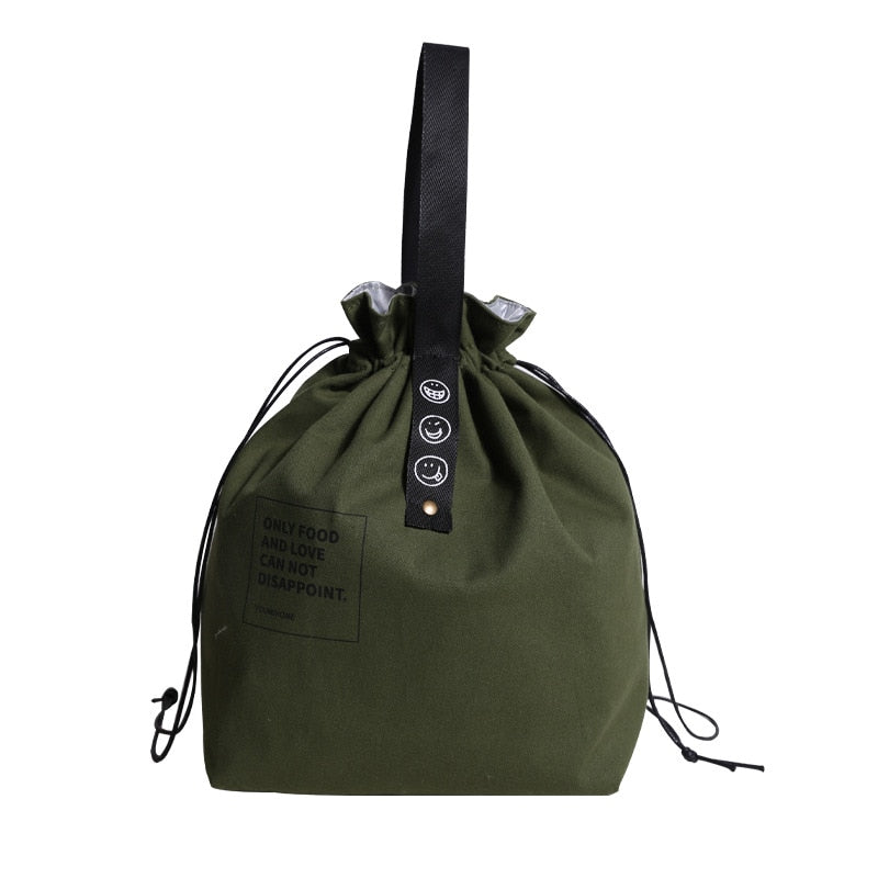 Insulated Bento Canvas Drawstring Lunch Box Storage Bag eprolo