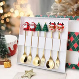 Christmas Cutlery Sets Christmas Spoons Forks Set Soup Dessert Spoon Tea Spoons Utensils Set Creative Cartoon Spoon and Fork