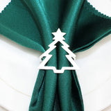 Christmas Tree Napkin Rings Metal Golden Silvery Table Setting Decorations for Dinner Wedding Party Winter Festive Decorations