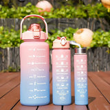 2l/900ml Water Bottle Liter Stay Hydrated Motivated Leakproof Plastic Sport Bottle Reminder Times Sports Outdoor Fitness Office