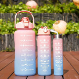 2l/900ml Water Bottle Liter Stay Hydrated Motivated Leakproof Plastic Sport Bottle Reminder Times Sports Outdoor Fitness Office Kitchen Essentials