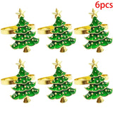 6Pcs Christmas Home Kitchen Dinner Table Decoration Christmas Napkin Rings Xmas Tree Ornaments New Year Party Supplies