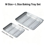 Stainless Steel Baking Pan Tray with Wire Rack Cake Baking BBQ Pan Tray Plate Oven Brownie Rack Cooking Roasting Grilling Tool