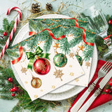 Christmas Balls Paper Napkins Xmas Pine Branch Disposable Napkin For Christmas Party Dinner Table Decoration Holiday Supply