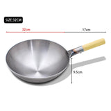 32/34/36cm Iron Wok Chinese Traditional Handmade Large Wok Household Cooking Pot Wooden Handle Wok Kitchen Cookware Kitchen Essentials
