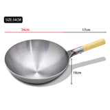 32/34/36cm Iron Wok Chinese Traditional Handmade Large Wok Household Cooking Pot Wooden Handle Wok Kitchen Cookware Kitchen Essentials