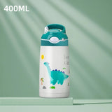 400ML  Kids Water Bottle Cartoon Animal Thermos Mug Baby Duck Billed Straw 316 Stainless Steel Vacuum Flasks Thermos Bottle Kitchen Essentials