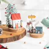 Christmas Collectible Buildings & Accessorie Figurine Ornaments Winter Wooden House Tabletop Scenes Holiday Tabletop Home Decor
