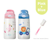 400ML  Kids Water Bottle Cartoon Animal Thermos Mug Baby Duck Billed Straw 316 Stainless Steel Vacuum Flasks Thermos Bottle Kitchen Essentials