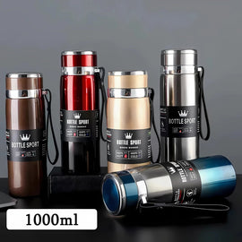 1L Thermal Water Bottle Keep Cold and Hot Water Bottle Thermos for Water Tea Coffee Vacuum Flasks Stainless Steel Thermos Bottle Kitchen Essentials