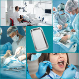 6 Surgical Tray, Stainless Steel Cosmetic Storage Tray, Thickening Tray for Baking, Dental, Lab Instrument Supplies, Tattoo Tool