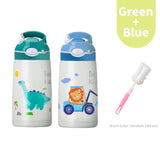 400ML  Kids Water Bottle Cartoon Animal Thermos Mug Baby Duck Billed Straw 316 Stainless Steel Vacuum Flasks Thermos Bottle Kitchen Essentials