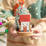 Christmas Collectible Buildings & Accessorie Figurine Ornaments Winter Wooden House Tabletop Scenes Holiday Tabletop Home Decor