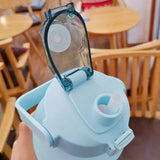 2l/900ml Water Bottle Liter Stay Hydrated Motivated Leakproof Plastic Sport Bottle Reminder Times Sports Outdoor Fitness Office Kitchen Essentials