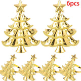 6Pcs Christmas Home Kitchen Dinner Table Decoration Christmas Napkin Rings Xmas Tree Ornaments New Year Party Supplies