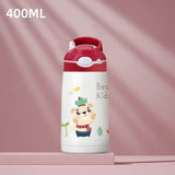 400ML  Kids Water Bottle Cartoon Animal Thermos Mug Baby Duck Billed Straw 316 Stainless Steel Vacuum Flasks Thermos Bottle Kitchen Essentials
