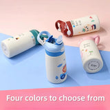 400ML  Kids Water Bottle Cartoon Animal Thermos Mug Baby Duck Billed Straw 316 Stainless Steel Vacuum Flasks Thermos Bottle Kitchen Essentials