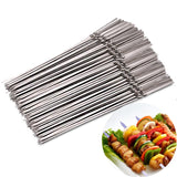 Skewers for Barbecue Reusable Grill Stainless Steel Skewers Shish Kebab BBQ Camping Flat Forks Gadgets Kitchen Accessories Tools eprolo