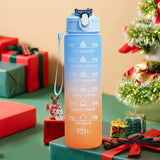 2l/900ml Water Bottle Liter Stay Hydrated Motivated Leakproof Plastic Sport Bottle Reminder Times Sports Outdoor Fitness Office