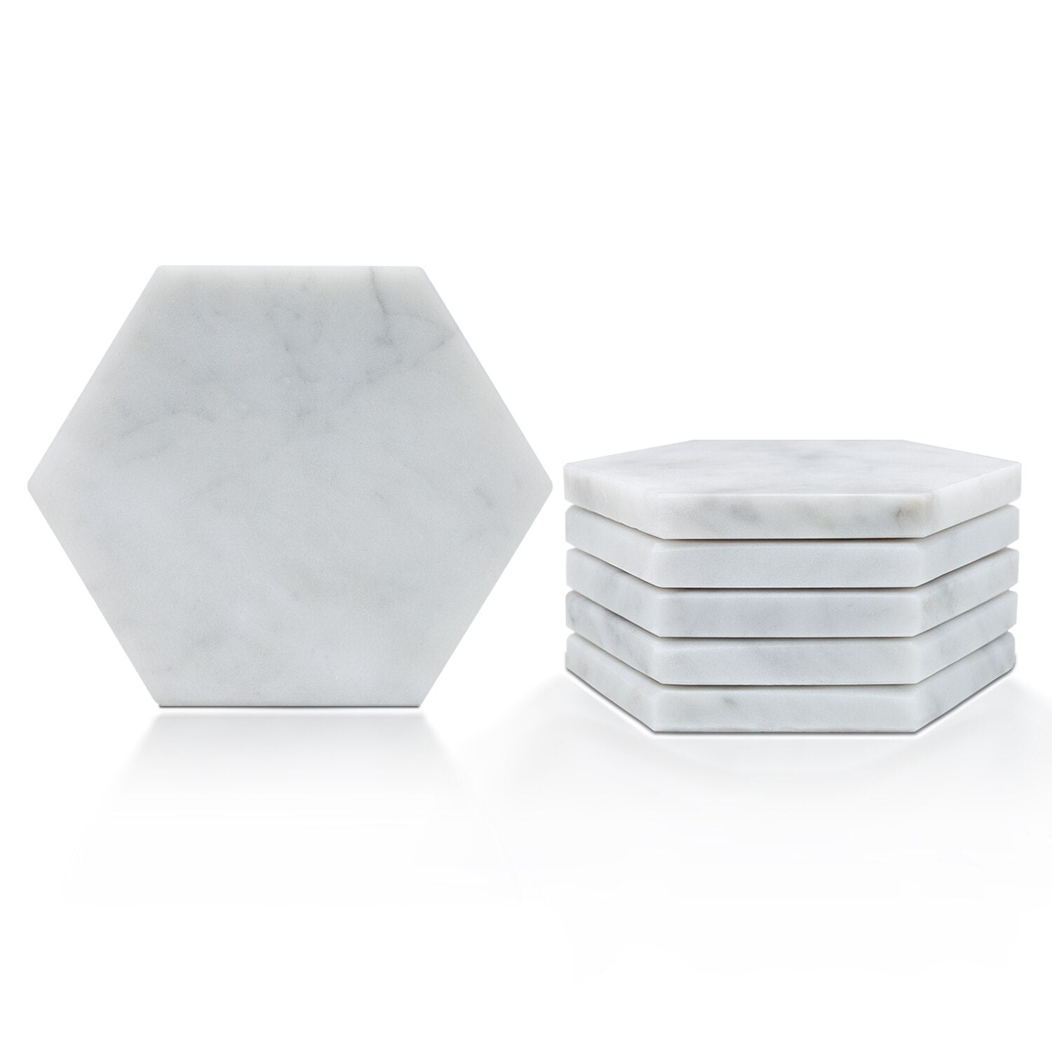 Exco Set of 6 Pcs Handmade Natural Marble Coasters with Cork Back Protects Desktops&Countertops, Suitable for Kinds of Cups eprolo