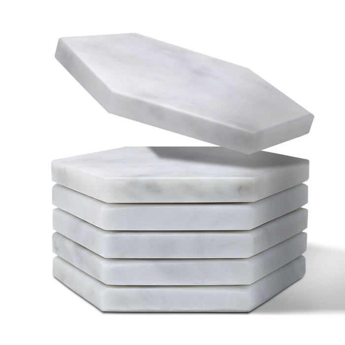 Exco Set of 6 Pcs Handmade Natural Marble Coasters with Cork Back Protects Desktops&Countertops, Suitable for Kinds of Cups eprolo