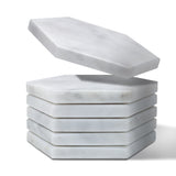 Exco Set of 6 Pcs Handmade Natural Marble Coasters with Cork Back Protects Desktops&Countertops, Suitable for Kinds of Cups eprolo