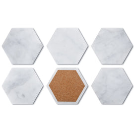 Exco Set of 6 Pcs Handmade Natural Marble Coasters with Cork Back Protects Desktops&Countertops, Suitable for Kinds of Cups eprolo