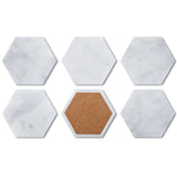 Exco Set of 6 Pcs Handmade Natural Marble Coasters with Cork Back Protects Desktops&Countertops, Suitable for Kinds of Cups eprolo