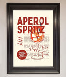 Aperol Spritz Happy Hour Cocktail Framed Wall Art Wallart-Direct