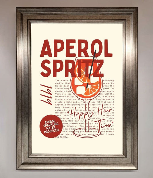 Aperol Spritz Happy Hour Cocktail Framed Wall Art Wallart-Direct