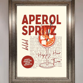 Aperol Spritz Happy Hour Cocktail Framed Wall Art Wallart-Direct