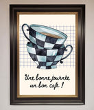 Blue Teacup Stack Kitchen Framed Wall Art Wallart-Direct