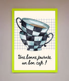 Blue Teacup Stack Kitchen Framed Wall Art Wallart-Direct