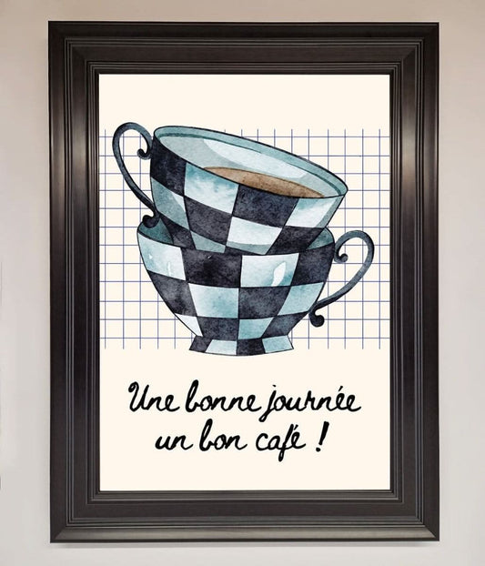 Blue Teacup Stack Kitchen Framed Wall Art Wallart-Direct