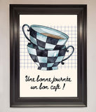 Blue Teacup Stack Kitchen Framed Wall Art Wallart-Direct