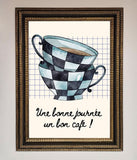 Blue Teacup Stack Kitchen Framed Wall Art Wallart-Direct