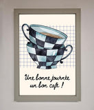 Blue Teacup Stack Kitchen Framed Wall Art Wallart-Direct