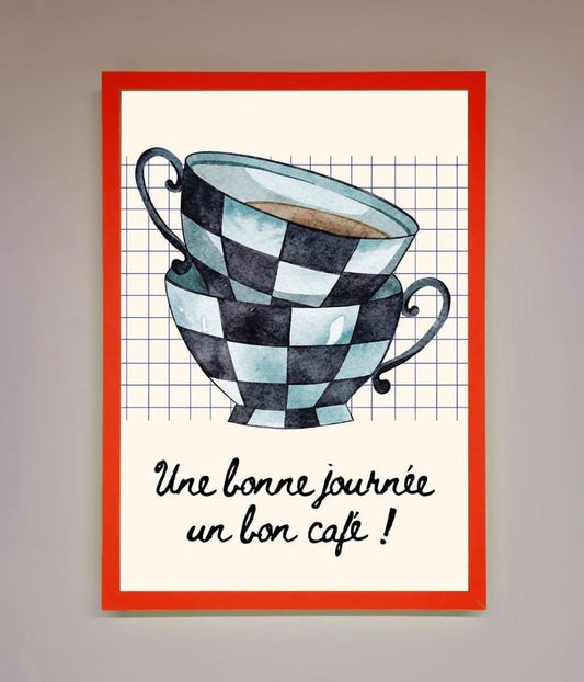 Blue Teacup Stack Kitchen Framed Wall Art Wallart-Direct