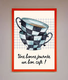 Blue Teacup Stack Kitchen Framed Wall Art Wallart-Direct
