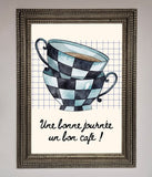 Blue Teacup Stack Kitchen Framed Wall Art Wallart-Direct
