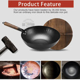 Konco Iron wok Cast iron pan Non-coated Pot General use for Gas and Induction Cooker 32cm Chinese Wok Cookware Pan Kitchen Tools Kitchen Essentials