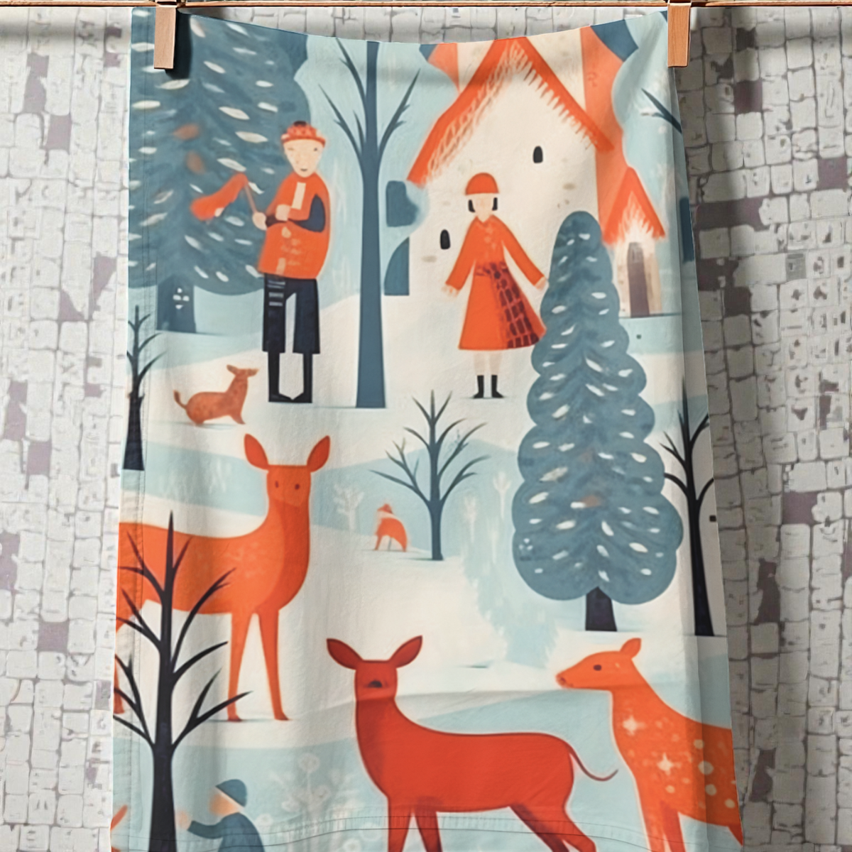 Nordic Scene Christmas Tea Towel